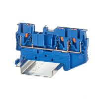 Клемма проходная зажим push-in 3 точки подключения 2.5кв.мм син.  VPR-2.5-TWIN-BU Клемма проходная зажим push-in 3 точки подключения 2.5кв.мм син.  VPR-2.5-TWIN-BU