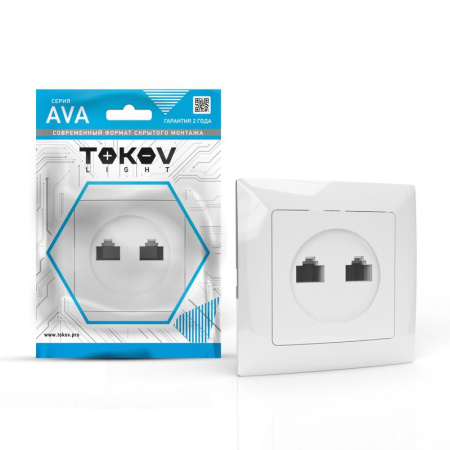 Розетка компьютерная 2-м СП AVA в сборе бел.  TKL-AV-RC2-C01