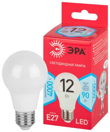 Лампа светодиодная RED LINE LED A60-12W-840-E27 R 12Вт A60 груша 4000К нейтр. бел. E27  Б0049636