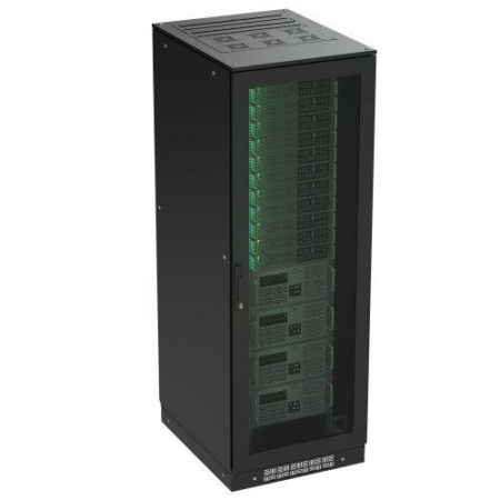 Шкаф напольный 47U 800х800 двери перфорированная/перфорированная укомплектован вводом и заглушками RAL9005  R5IT4788PFB
