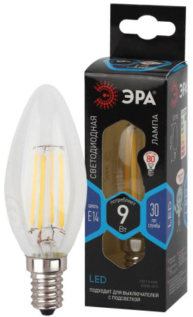 Лампа светодиодная филаментная F-LED B35-9W-840-E14 9Вт B35 свеча 4000К нейтр. бел. E14  Б0046995