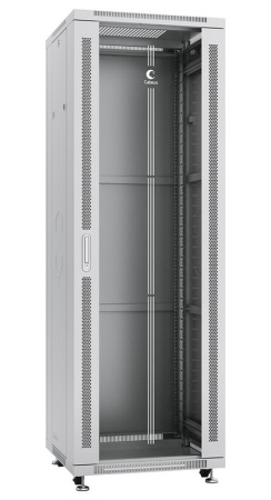 Шкаф монтажный телекоммуникационный напольный SH-05C-37U60/80 19дюйм 37U 600х800х1833мм для распределит. и серверн. оборудования передн. стеклян. и задн. сплошн. метал. двери ручка с замком сер.  7641c