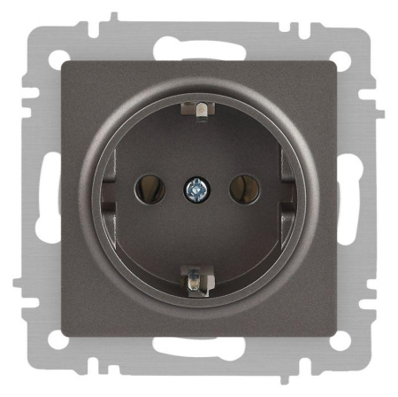 Розетка Accent 6-202-09 2P+E Schuko 16А-250В IP20 СУ титан  Б0063701