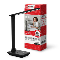 Светильник настольный светодиодный ССО 06Ч 12Вт 3000-6500К 600лм сенсор-диммер с подставкой под телефон с адаптером черн.  4690612036526