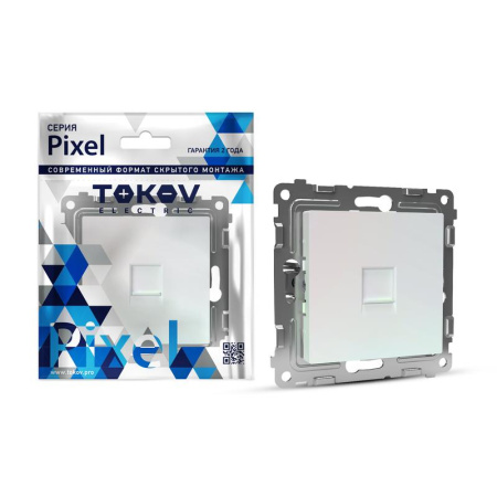 Розетка телефонная 1-м СП Pixel RJ11 механизм перламутр.  TKE-PX-RT1-C04