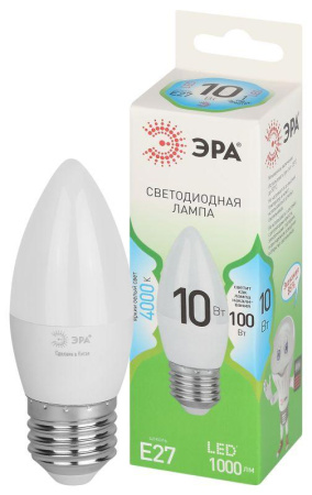 Лампа светодиодная GREEN LINE B35-10W-840-E27 GL E27 10Вт свеча яркий свет бел.  Б0067096