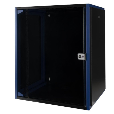 Шкаф настенный 19дюйм 15U 600х450 дв. стекл. черн.  DR-600311