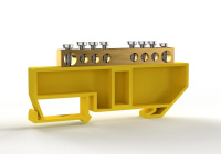 Шина PE "земля" на DIN-изоляторе 6х9мм 8 отвер. латунь  TKE-BCB-69-8-DIN/PE