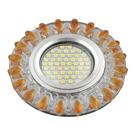 Светильник DLS-L148 GU5.3 GLASSY/GOLD GU5.3 встраив. доп. светодиод. подсветка 3Вт без лампы стекло  UL-00003900