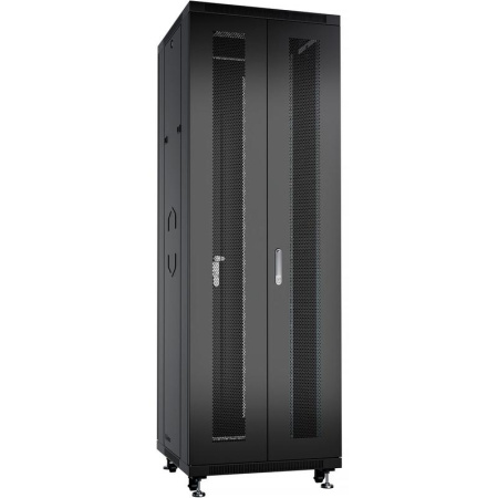 Шкаф монтажный телекоммуникационный напольный ND-05C-47U60/120-BK 19дюйм для распред. и серверн. оборудования 47U 600х1200х2277мм передн. и задн. двойн. перфорир. двери ручки с замком черн. (RAL 9004)  9753c