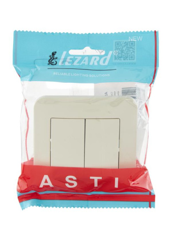 Выключатель 2-кл. 1п СП ASTI 10А IP20 в сборе крем.  7081-0303-101