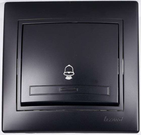 Кнопка звонка 1-кл. 1п СП Mira 10А IP20 со вставкой черн. бархат  701-4242-103