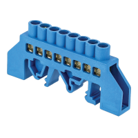 Шина нулевая N 8х12 8 отвер. латунь син. нейлоновый корпус комбинированный PROxima  sn0-125-8-dn