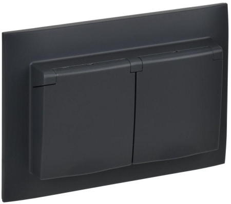 Розетка 2-м SKANDY 16А IP44 с крышкой в сборе SK-R12G графит  SK-R26-16-44-K53-F