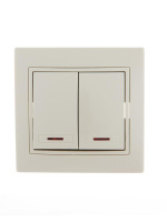 Выключатель 2-кл. СП Mira 10А IP20 с подсветкой со вставкой крем.  701-0303-112