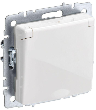 Розетка BRITE РСбш10-3-44-БрБ 16А IP44 с заземл. защ. шторки с крышкой механизм бел.  BR-R16-16-44-K01