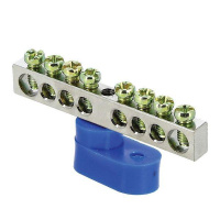 Шина нулевая N 6х9 8 отверст. цинк син. угловой изолятор PROxima  sn1-63-08-1