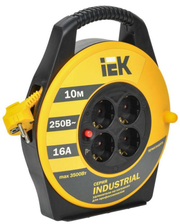 Удлинитель на катушке 4х10м с заземл. 16А IP20 Industrial УК10 3х1.5 термозащита  WKP15-16-04-10