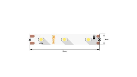 Лента светодиодная стандарт 3528 60LED/м 4.8Вт/м тепл. бел. 12В IP20 со скотчем 3М (уп.5м)  00-00009252