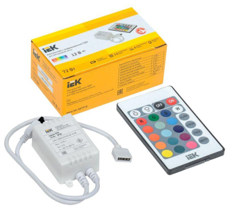 Контроллер с ПДУ ИК RGB 3 канала 12В 2А 72Вт  LSC1-RGB-072-IR-20-12-W