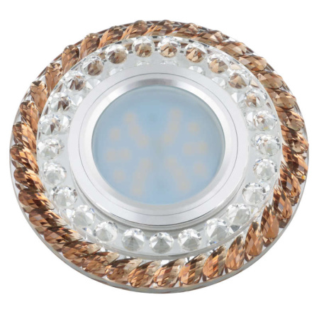 Светильник декоративный Luciole DLS-L132 GU5.3 CHROME/BROWN GU5.3 встраив. доп. светодиод. подсветка 3Вт без лампы основание метал. хром отделка стекло корич.  UL-00002717