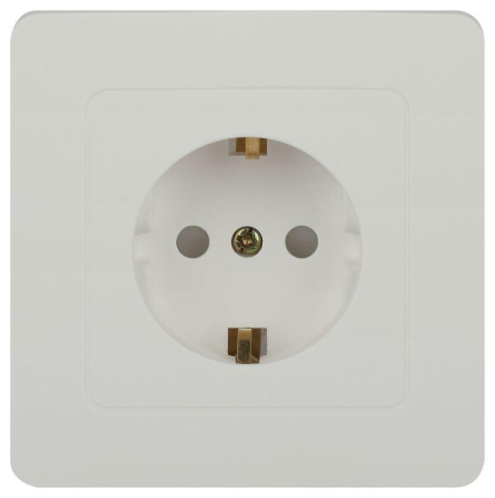Розетка 1-м СП Style 7-206-01 16А 250В IP20 2P+E Schuko с заземл. защ. шторки бел.  Б0060623
