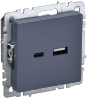 Розетка BRITE USB A+C 18Вт РЮ11-1-БрМ механизм маренго  BR-U22-018-K35