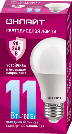 Лампа светодиодная 90 400 OLL-A55-11-230-6.5K-E27 (PRO 90-240В)  90400