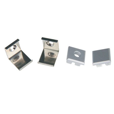 Набор аксессуаров UFE-N05 SILVER A POLYBAG для алюм. профиля крепеж. скобы 4 шт. сталь заглушки 4 шт. пластик серебр.  UL-00000625