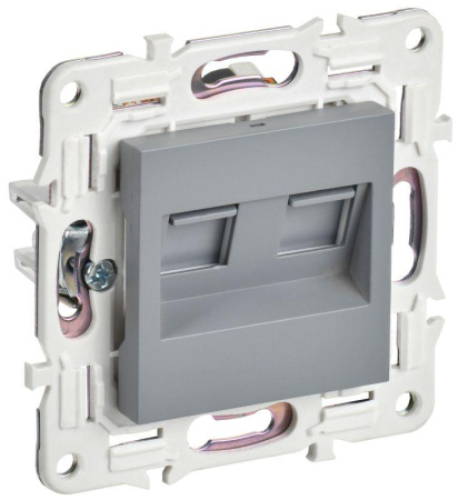 Розетка компьютерная двойн. RJ45 кат.5E SKANDY SK-K03Gr сер.  SK-K20-1-K03