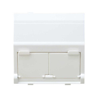 Адаптер на 2 RJ45(12) коннектора наклонный широкий 27 бел. 27086-35 Адаптер на 2 RJ45(12) коннектора наклонный широкий 27 бел. 27086-35