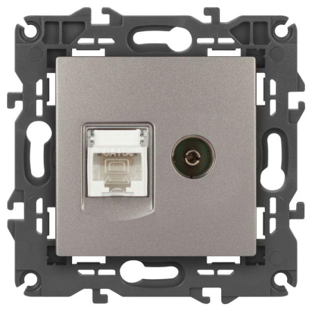 Розетка ЭРА Elegance 14-3110-16 RJ45+TV титан  Б0065768