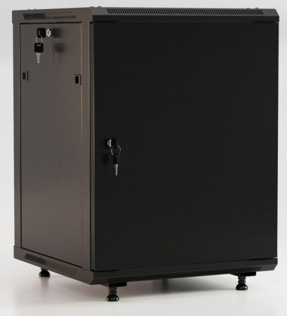 Шкаф настенный TWB-FC-1566-SR-RAL9004 19дюйм. 15U 775х600х600мм метал. передн. дверь с замком две боковые панели с возмож. установки на ножки черный (RAL 9004) (разобранный)  395557
