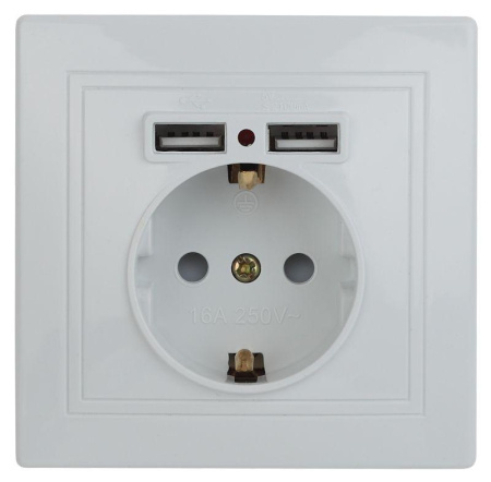 Розетка+USB СП IP20 Plano бел. 1-410-01  Б0053942