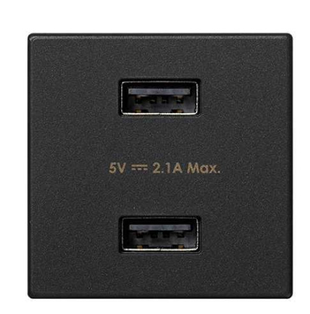 Устройство зарядное 2хUSB К45 5В 2.1А графит  K126E-14