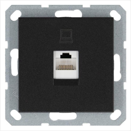 Розетка компьютерная 1-м RJ45 IP20 кат. 5E механизм антрацит  G6105B