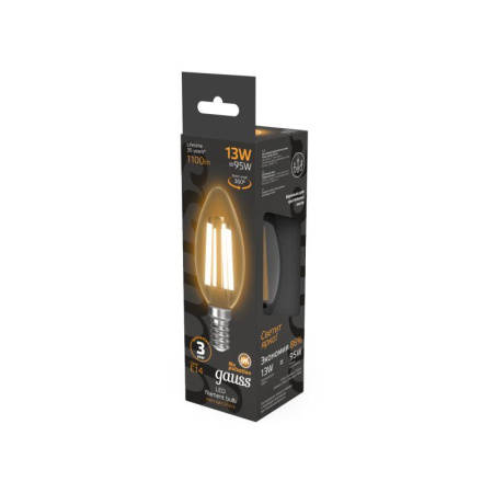 Лампа светодиодная филаментная Black Filament 13Вт свеча 2700К тепл. бел. E14 1100лм  103801113