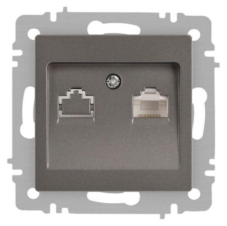 Розетка Accent 6-303-09 информационная RJ45 IP20 СУ титан  Б0063642