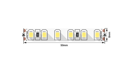Лента светодиодная стандарт 2835 120LED/м 9.6Вт/м нейтр. бел. 24В IP20 со скотчем 3М (уп.5м)  00-00009241