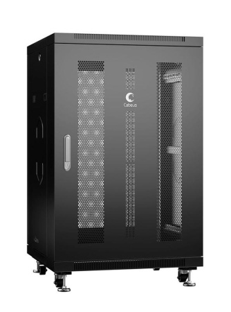 Шкаф монтажный телекоммуникационный напольный ND-05C-18U60/80-BK 19дюйм для распред. и серверн. оборудования 18U 600х800х988мм передн. и задн. перфорир. двери ручка с замком черн. (RAL 9004)  8562c