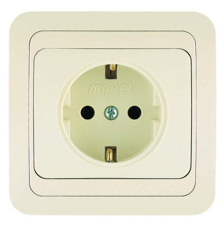 Розетка 1-м СП Mimoza 16А IP20 с заземл. керамика крем./крем.  25008