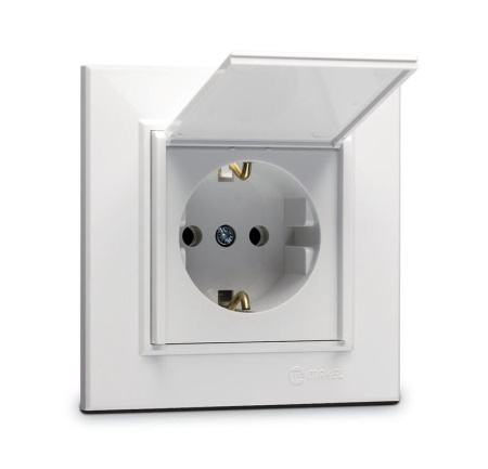 Розетка с/з и крышкой СП Karea 16А IP20 бел.  56001029