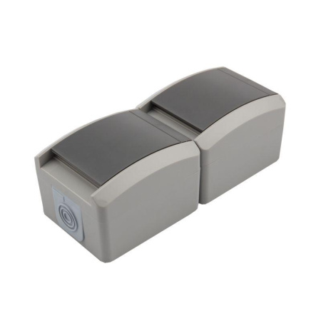 Блок ОП 2 розетки вертик. INDUSTRIAL с заземл. керамика IP54 сер.  KR-78-0616