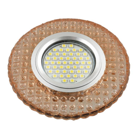 Светильник DLS-L143 GU5.3 GLASSY/LIGHT TEA GU5.3 встраив. доп. светодиод. подсветка 3Вт без лампы стекло  UL-00003885