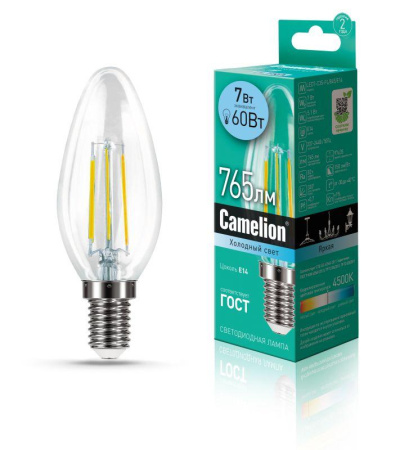 Лампа светодиодная филаментная LED7-C35-FL/845/E14 7Вт 220В  13453