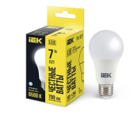 Лампа светодиодная ECO A60 7Вт грушевидная 230В 6500К E27  LLE-A60-7-230-65-E27