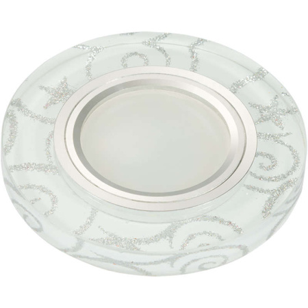 Светильник декоративный Luciole DLS-L202 GU5.3 CHROME/WHITE GU5.3 встраив. доп. светодиод. подсветка 3Вт без лампы основание метал. хром отделка стекло с серебр. на бел. фоне  UL-00000377