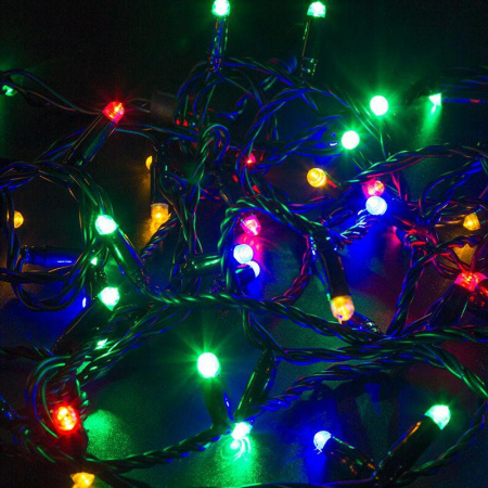 Гирлянда светодиодная "Нить" 10м 100LED RGB 230В свечение с динамикой провод ПВХ черн.  245-408