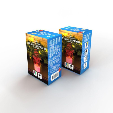 Фигура светодиодная "Снеговик с шарфом 2D" 1LED RGB 0.1Вт IP20 на подставке элементы питания 3хAG13(LR44) (в компл.)  501-053