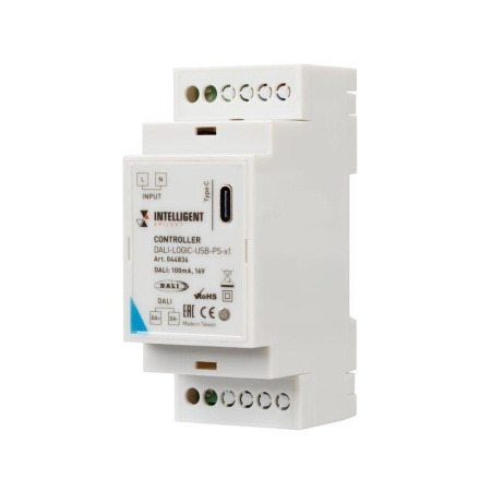 Контроллер DALI-LOGIC-USB-PS-x1 (BUS/230В) IP20 пластик INTELLIGENT  044836